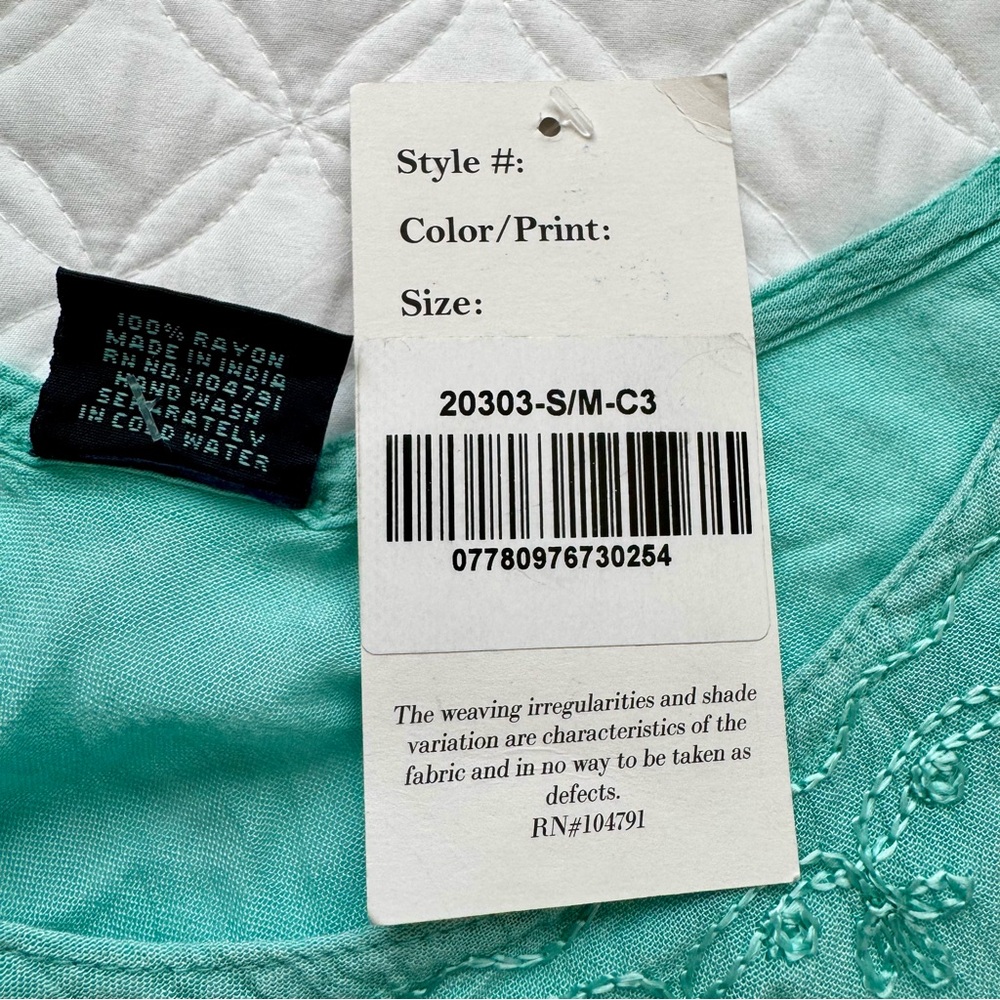 NWT Advance Apparels Long Ombre Dip Dye Sleeveless Dress Aqua Turquoise Size S/M - Picture 11 of 12